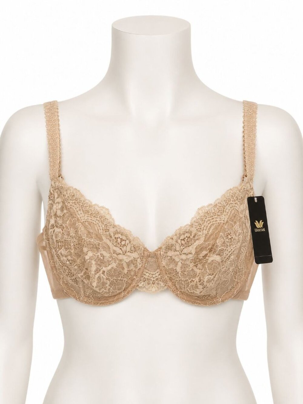 Wacoal size 36DD #855120 Romantic Notion Unlined Lace Bra Nude Tan NEW